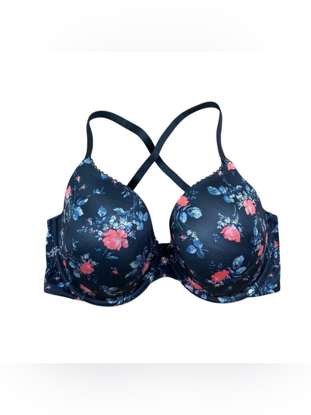 Victoria’s Secret black floral BODY BY VICTORIA Perfect Shape Push-Up Smooth Bra